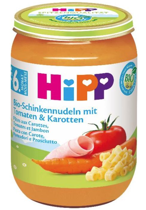 Bio HiPP Nudeln Rüebli Tom.&Schinken