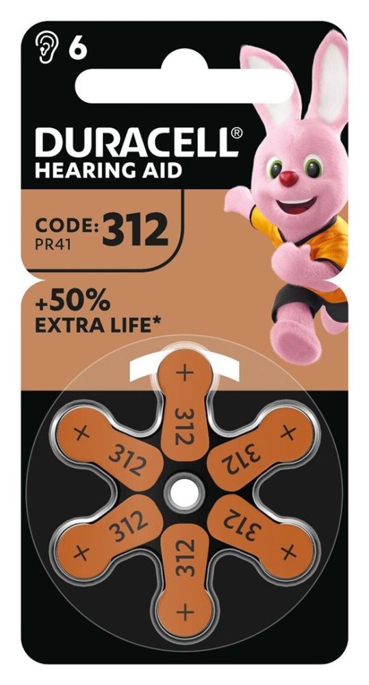 DURACELL EasyTab 312 Hörgeräte-Batterien Knopfzelle 7.9mm, Höhe 3.45mm (6 Stk)