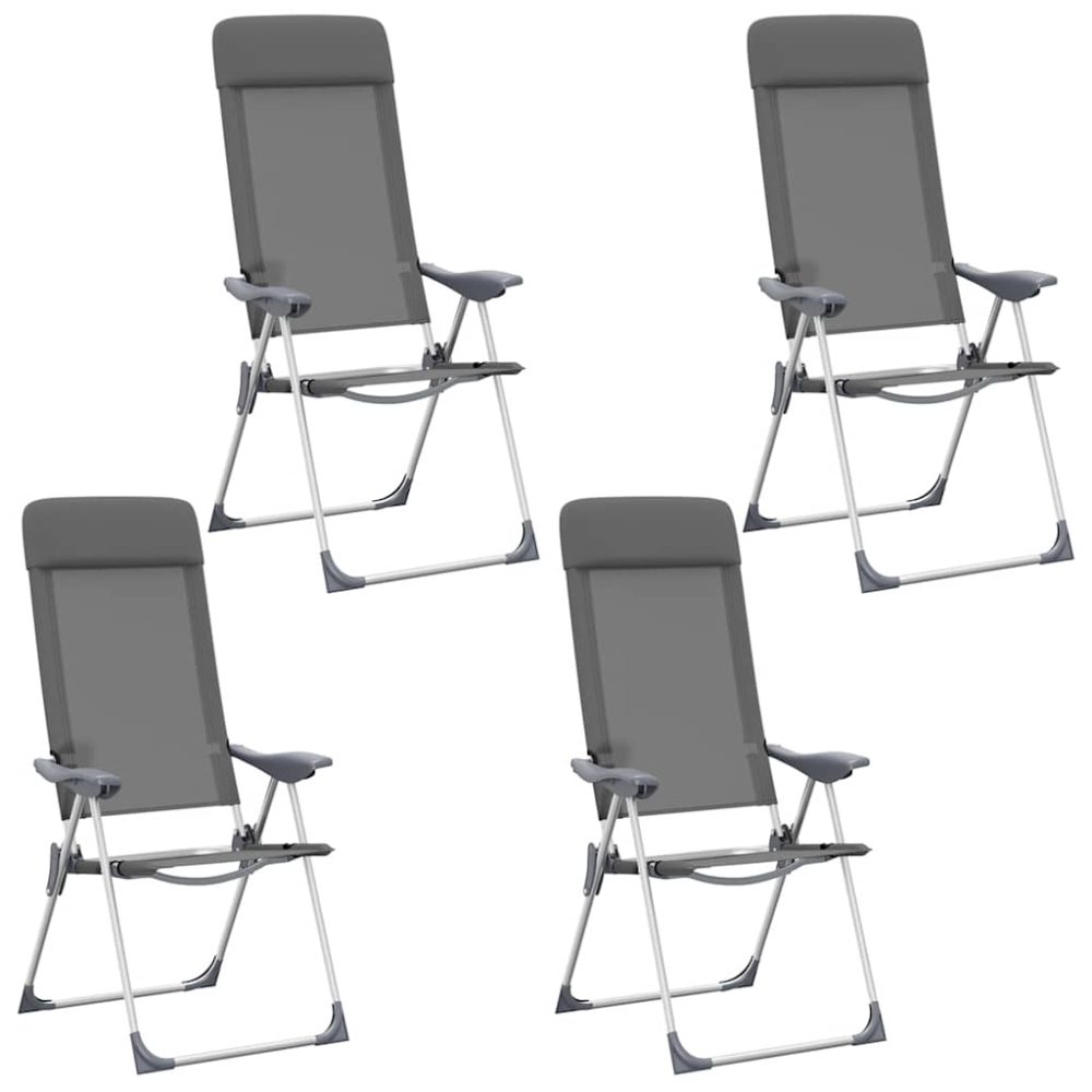 vidaXL Klappbare Campingstühle 4 Stk. Grau Aluminium