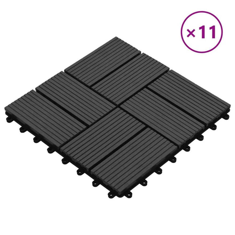 vidaXL Terrassenfliesen 11 Stück WPC 30 x 30 cm 1 qm Schwarz