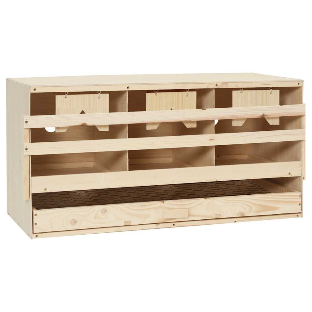 vidaXL Legenest Hühnernest 3 Fächer 72 x 33 x 38 cm Massivholz Kiefer