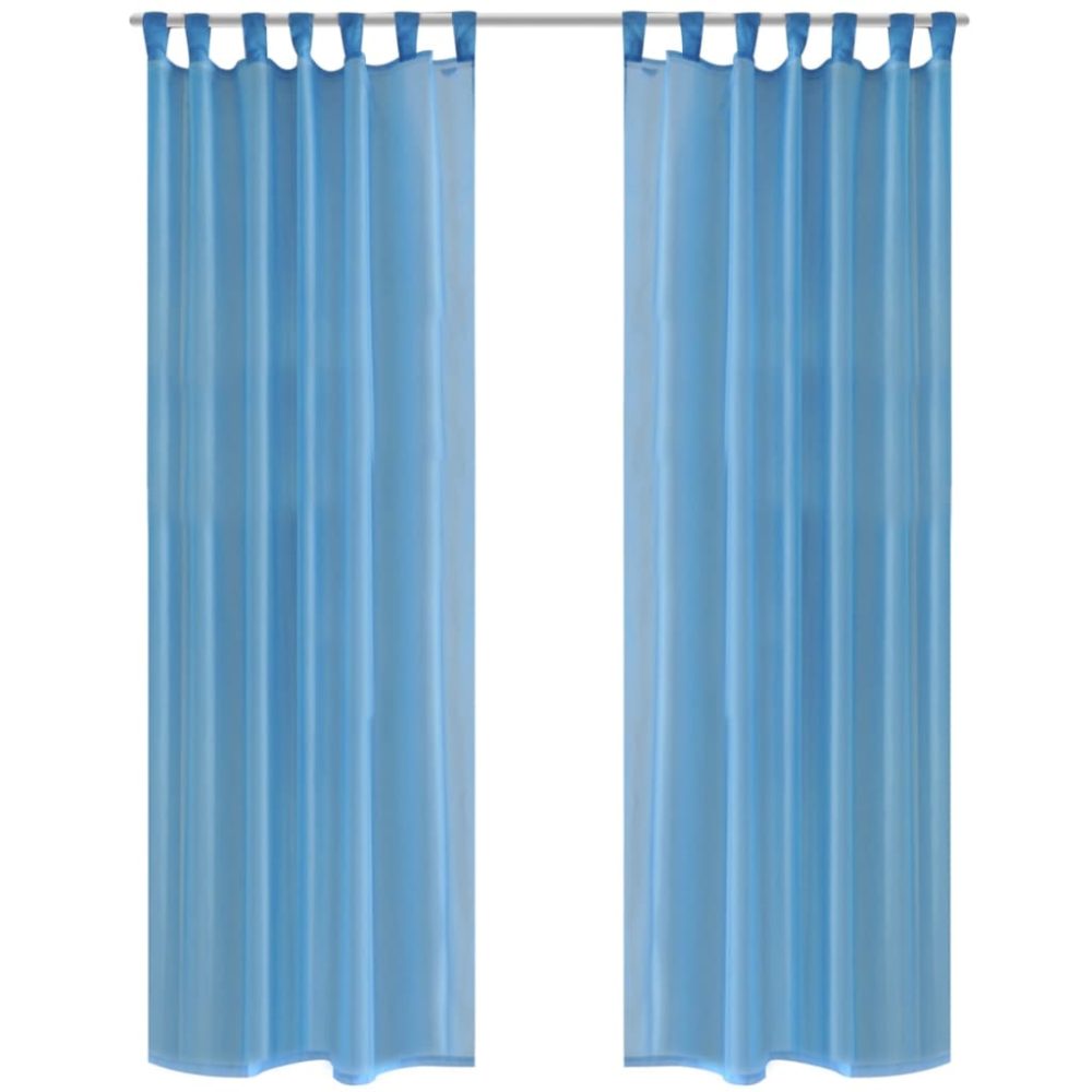 vidaXL 2 x Transparente Gardine Fertiggardine 140 x 175 cm türkis