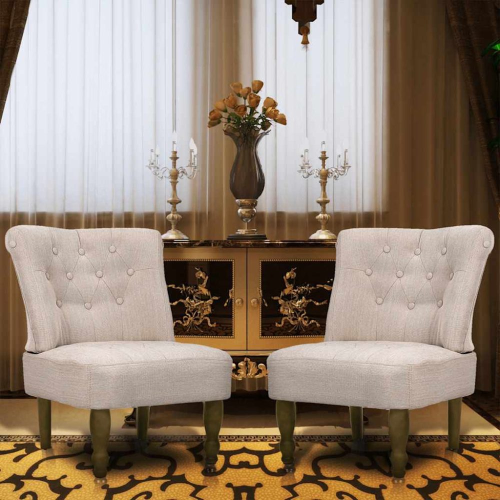 vidaXL Französische Sessel 2 Stk. Creme Stoff