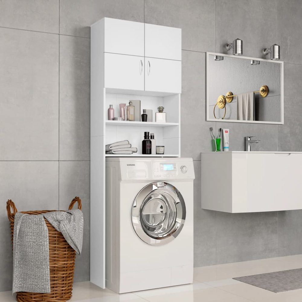 vidaXL Waschmaschinenschrank Weiß 64×25,5×190 cm Spanplatte