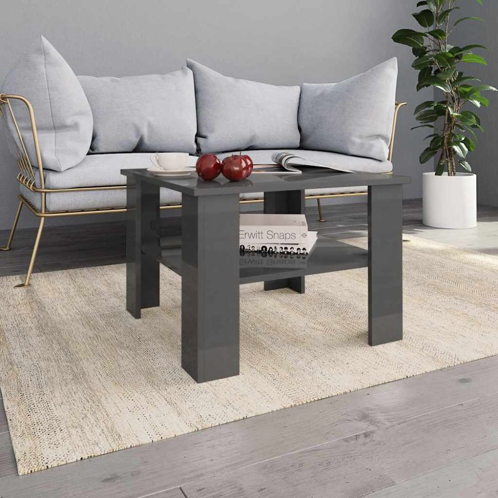vidaXL Couchtisch Hochglanz-Grau 60×60×42 cm Spanplatte