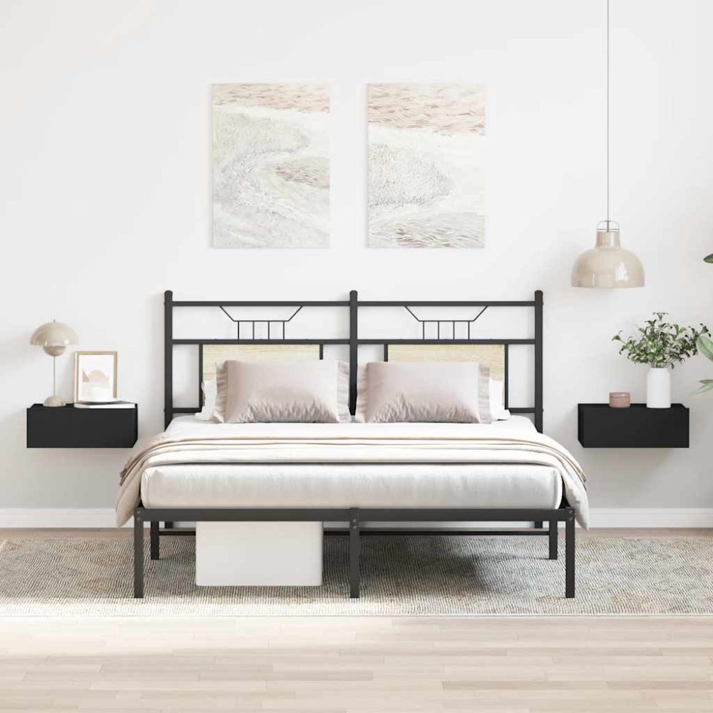 vidaXL Hängende Nachttische 2 Stk. Schwarz 40 x 30 x 15 cm Spanplatte