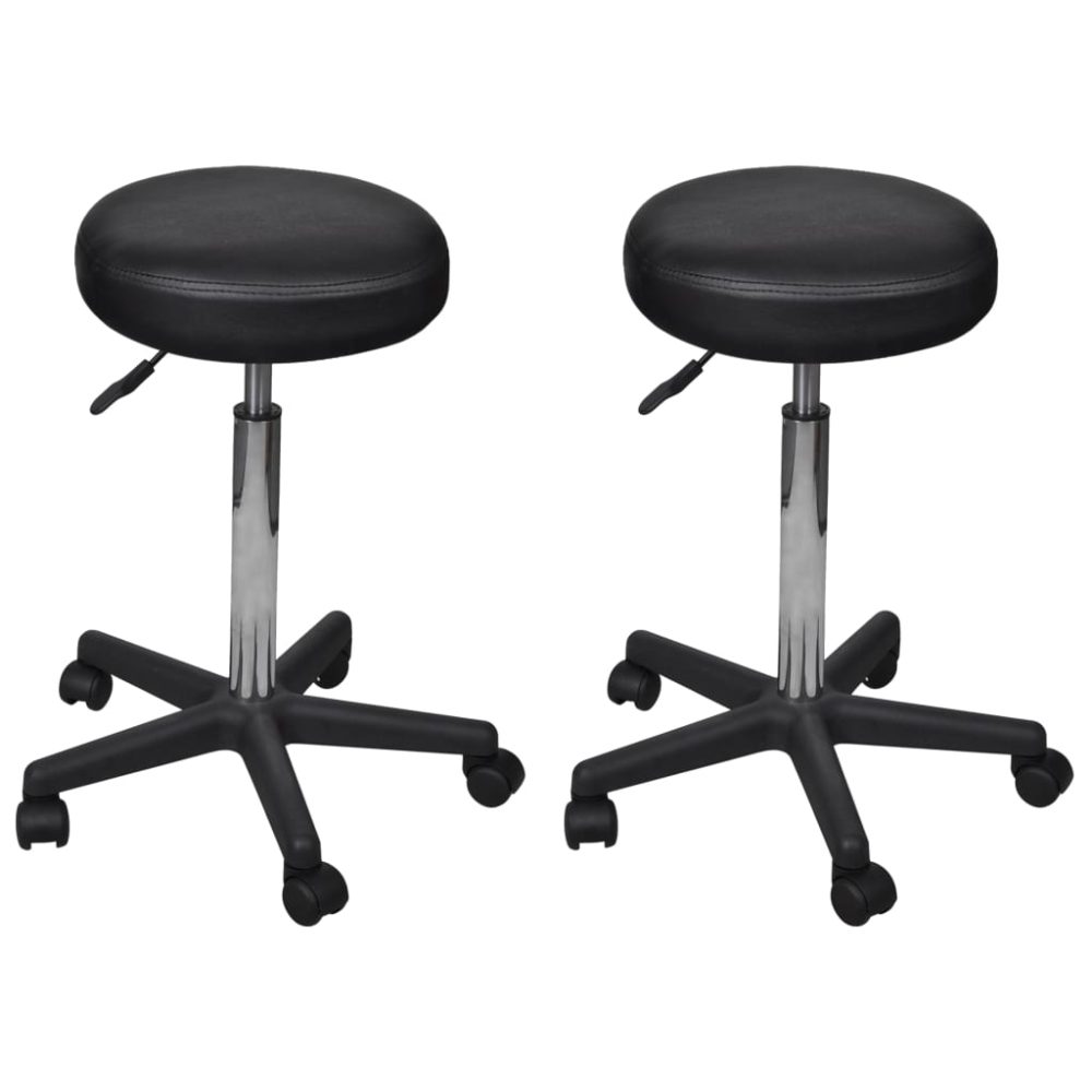 Rollhocker 2 Stk. Schwarz 35,5 x 98 cm Kunstleder