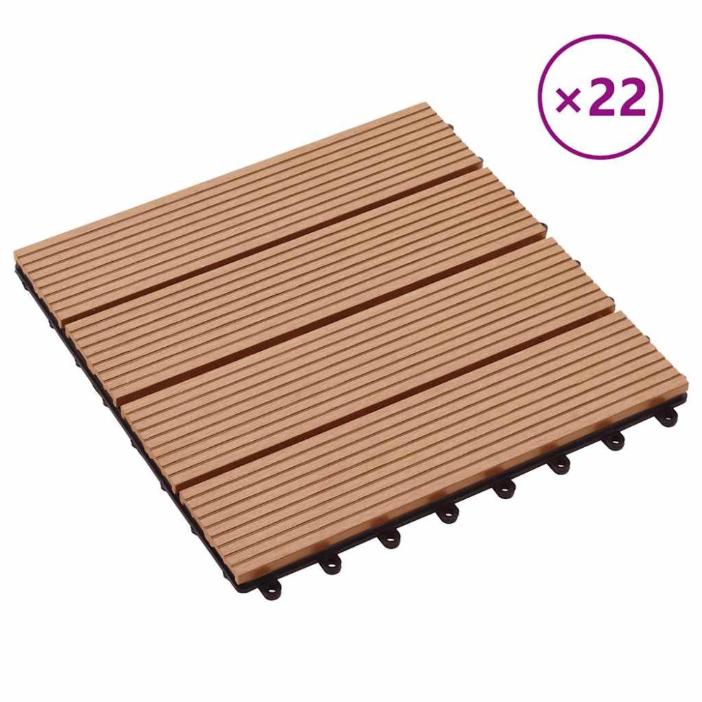 22 Stk. Terrassenfliesen 30 x 30 cm 2 qm WPC Teakholzfarbe