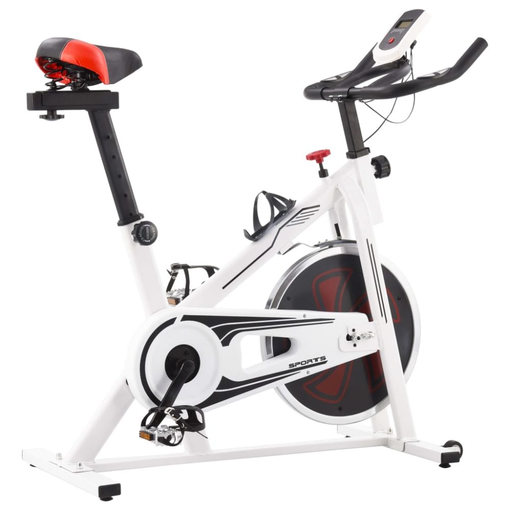 Heimtrainingsrad mit Pulssensoren Weiss und Rot