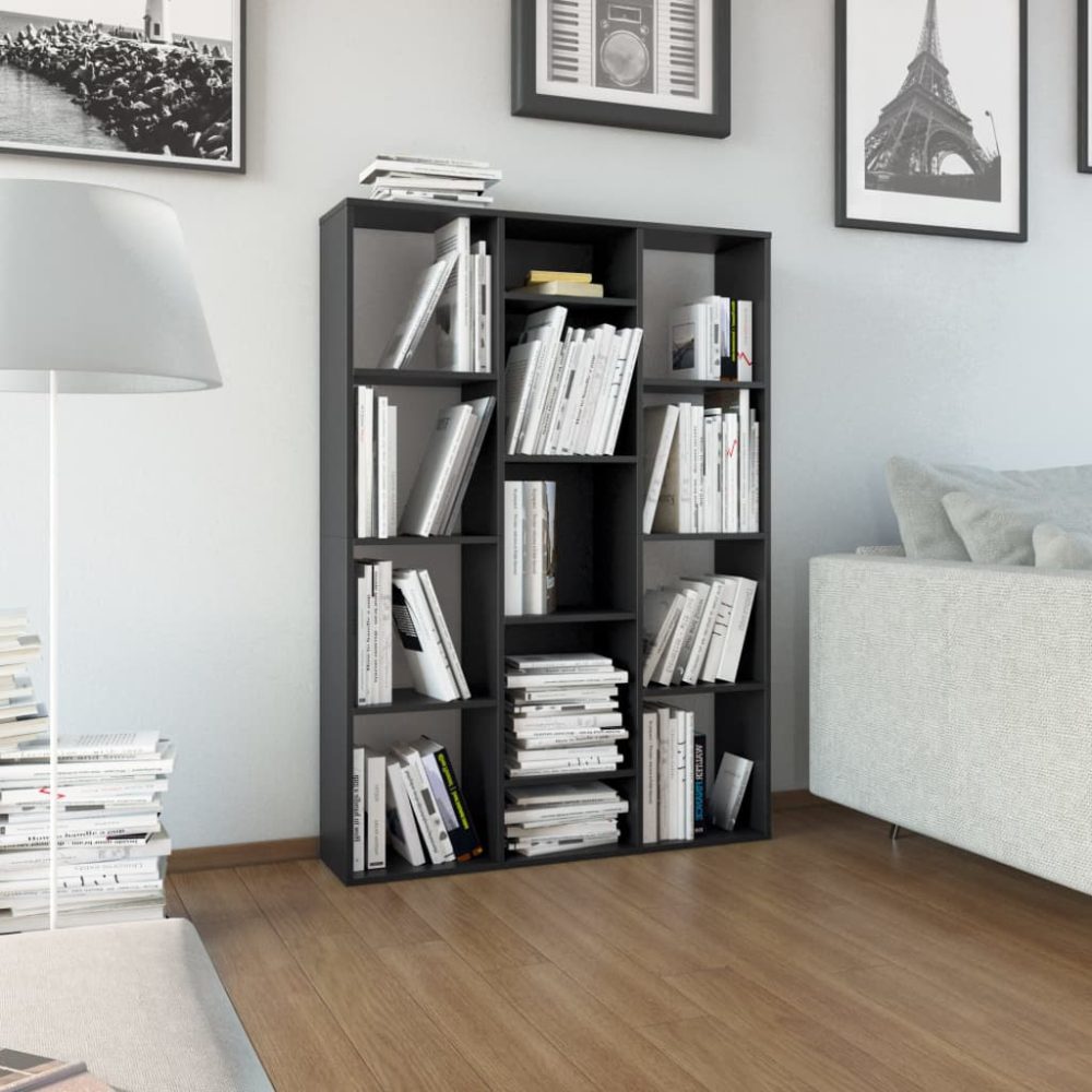 vidaXL Raumteiler/Bücherregal Schwarz 100×24×140 cm Spanplatte