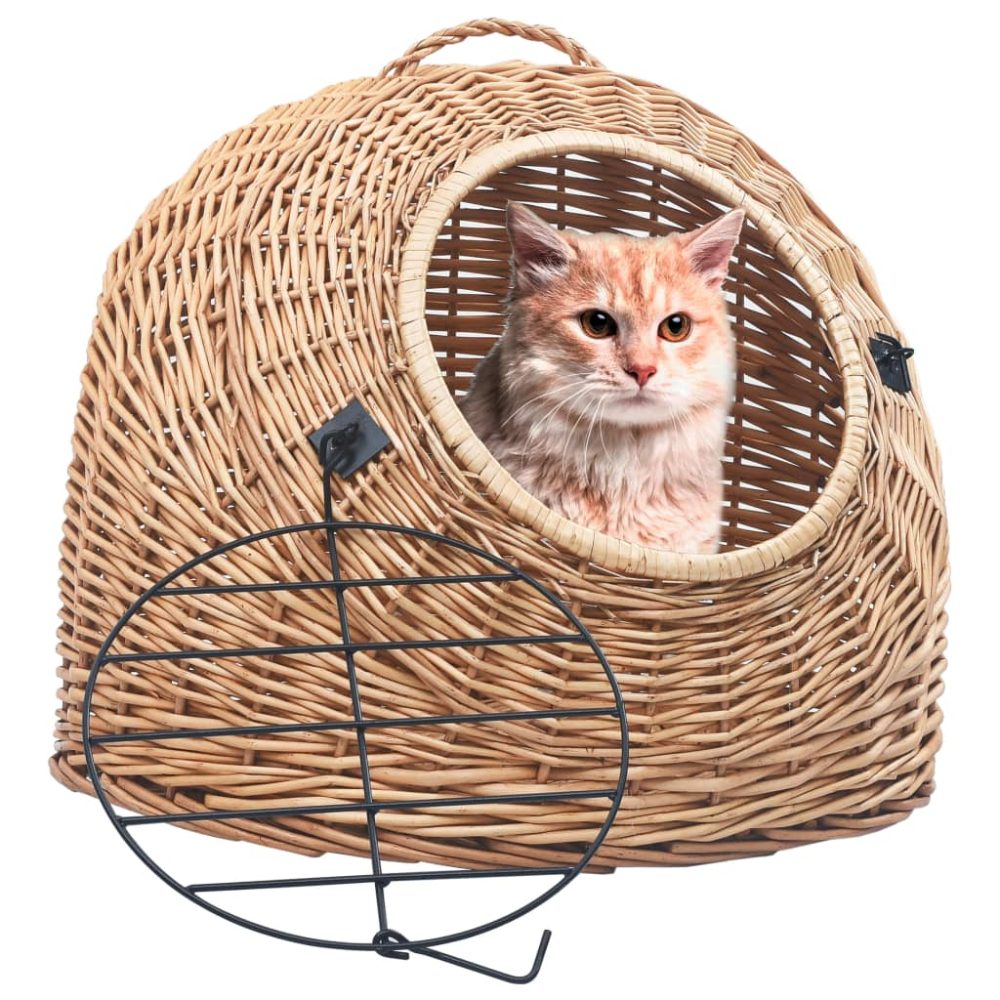 vidaXL Katzen-Transportkorb 45×35×35 cm Natürliche Weide