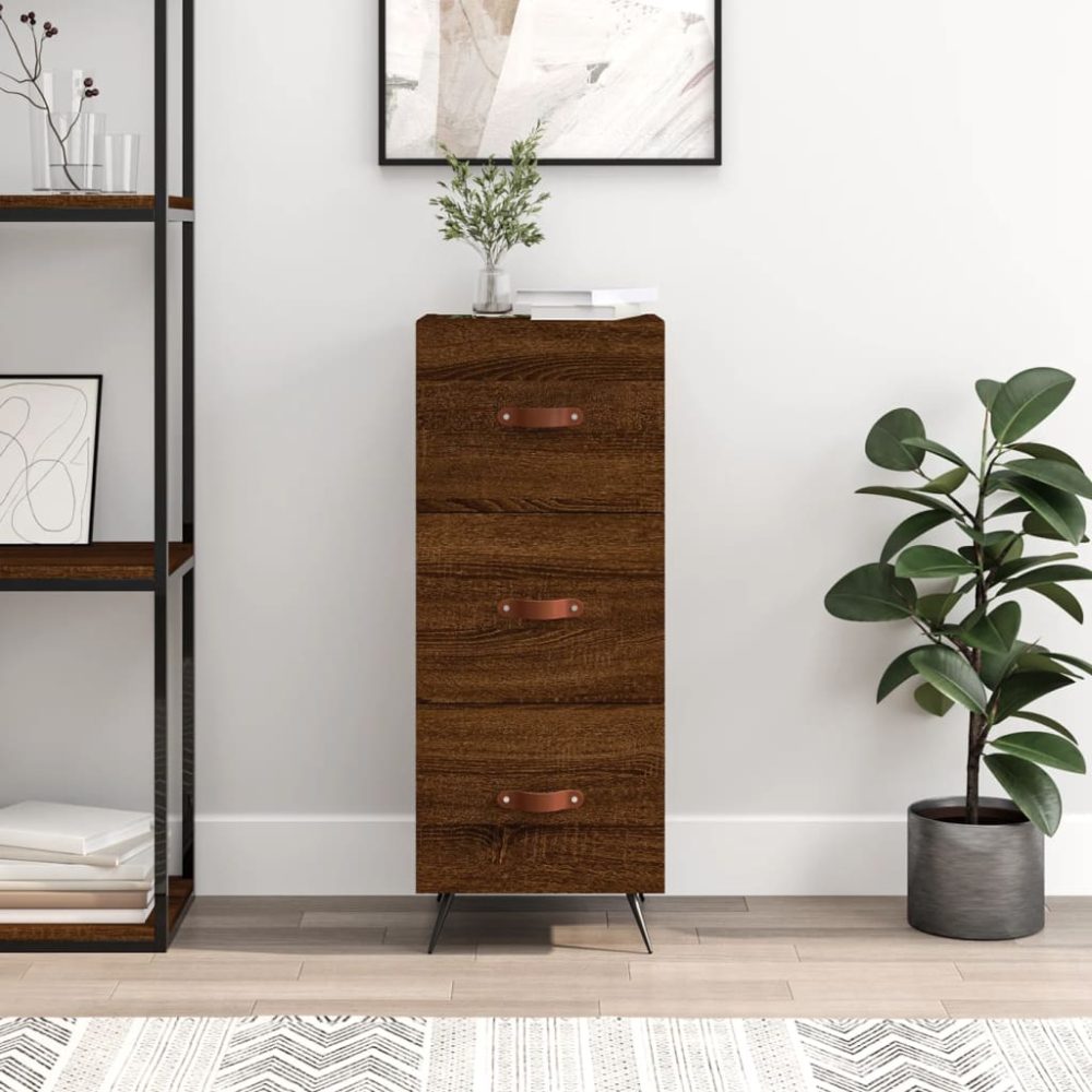 vidaXL Sideboard Braun Eichen-Optik 34,5x34x90 cm Holzwerkstoff