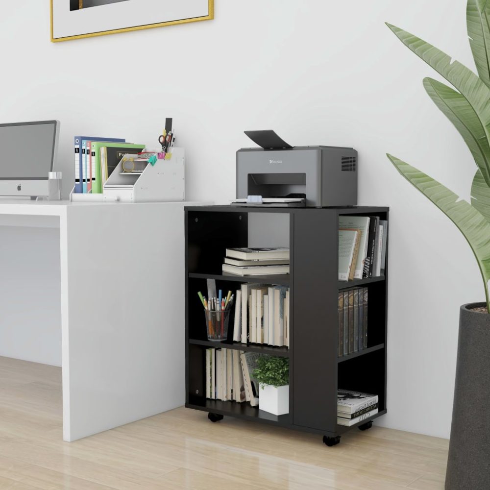 vidaXL Rollschrank Schwarz 60x35x75 cm Spanplatte