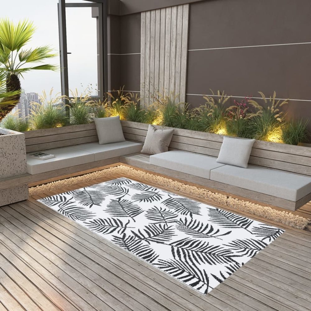 vidaXL Outdoor-Teppich Weiß und Schwarz 80x150 cm PP