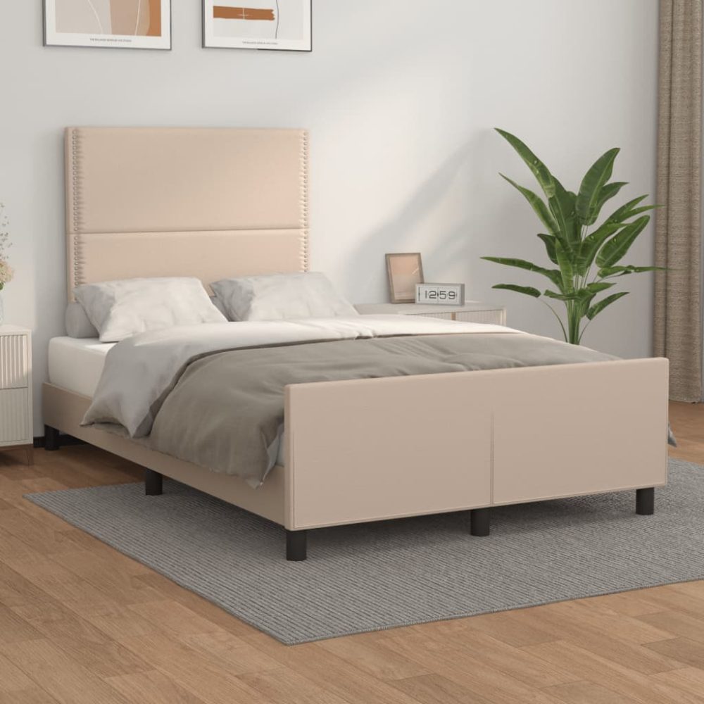 vidaXL Bettgestell mit Kopfteil Cappuccino-Braun 120x200 cm Kunstleder