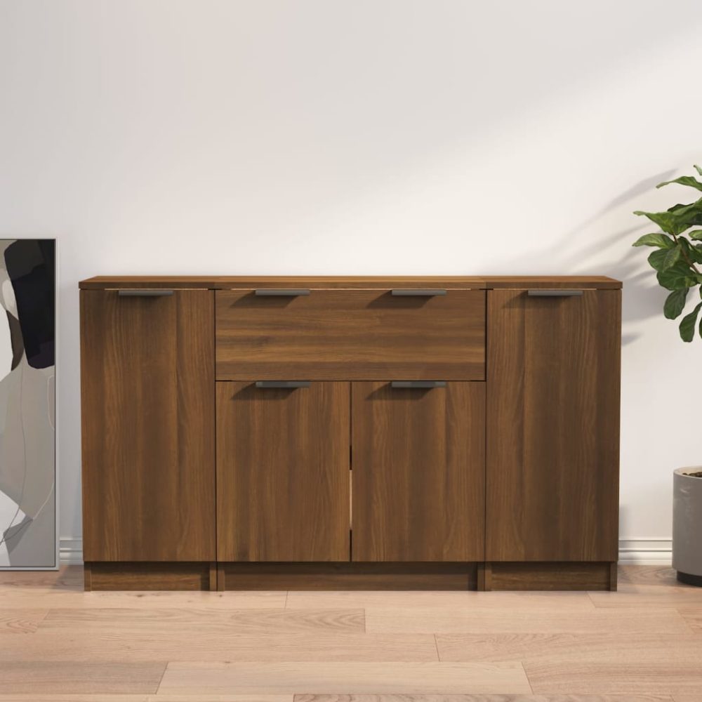 vidaXL Sideboards 3 Stk. Braun Eichen-Optik Holzwerkstoff