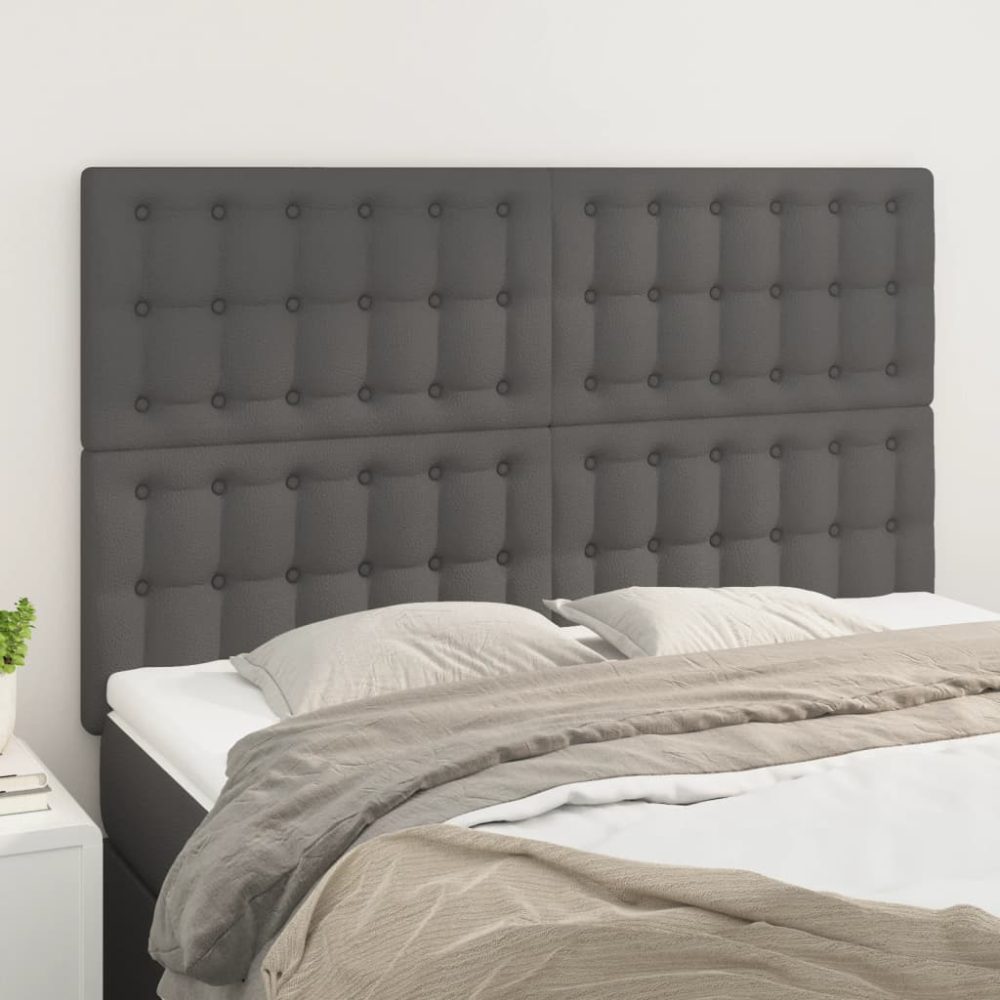 vidaXL Kopfteile 4 Stk. Grau 72x5x78/88 cm Kunstleder