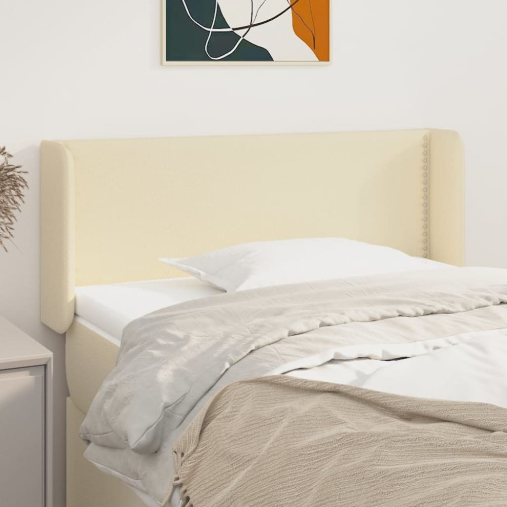 vidaXL Kopfteil mit Ohren Creme 93x16x78/88 cm Kunstleder