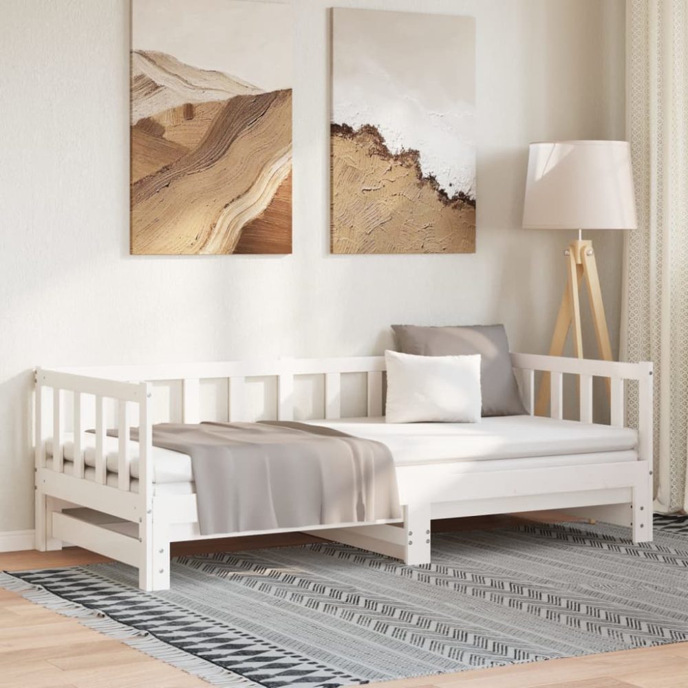 vidaXL Tagesbett Ausziehbar Weiß 80x200 cm Massivholz Kiefer