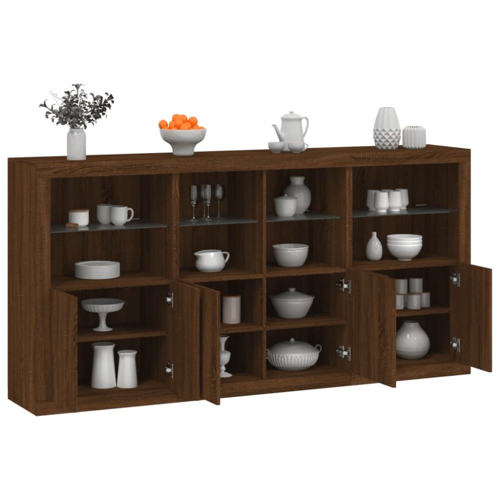 vidaXL Sideboard mit LED-Leuchten Braun Eichen-Optik 202x37x100 cm
