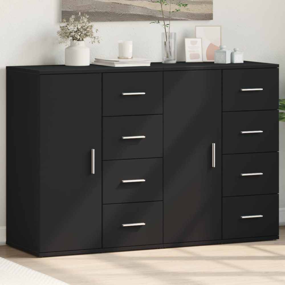 vidaXL Sideboards 2 Stk. Schwarz 59x39x80 cm Holzwerkstoff