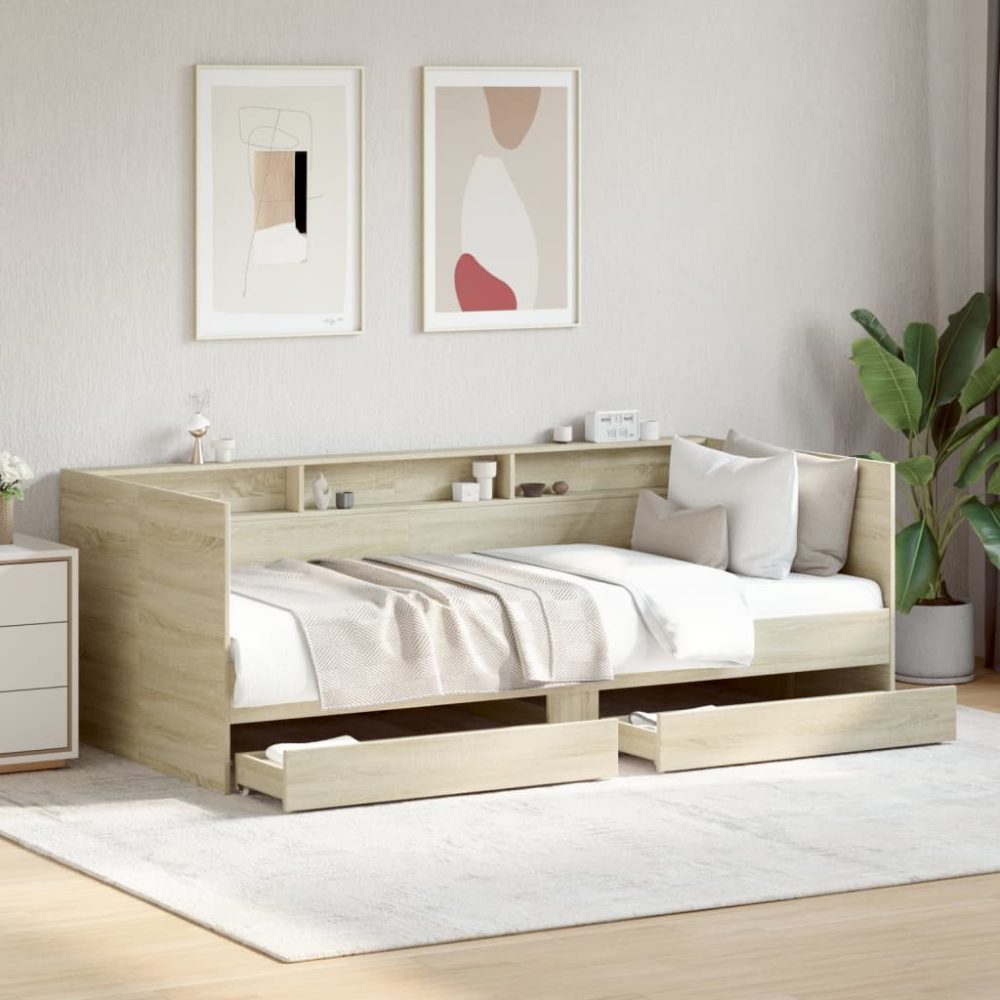 vidaXL, vidaXL Tagesbett mit Schubladen Sonoma-Eiche 75x190 cm Holzwerkstoff