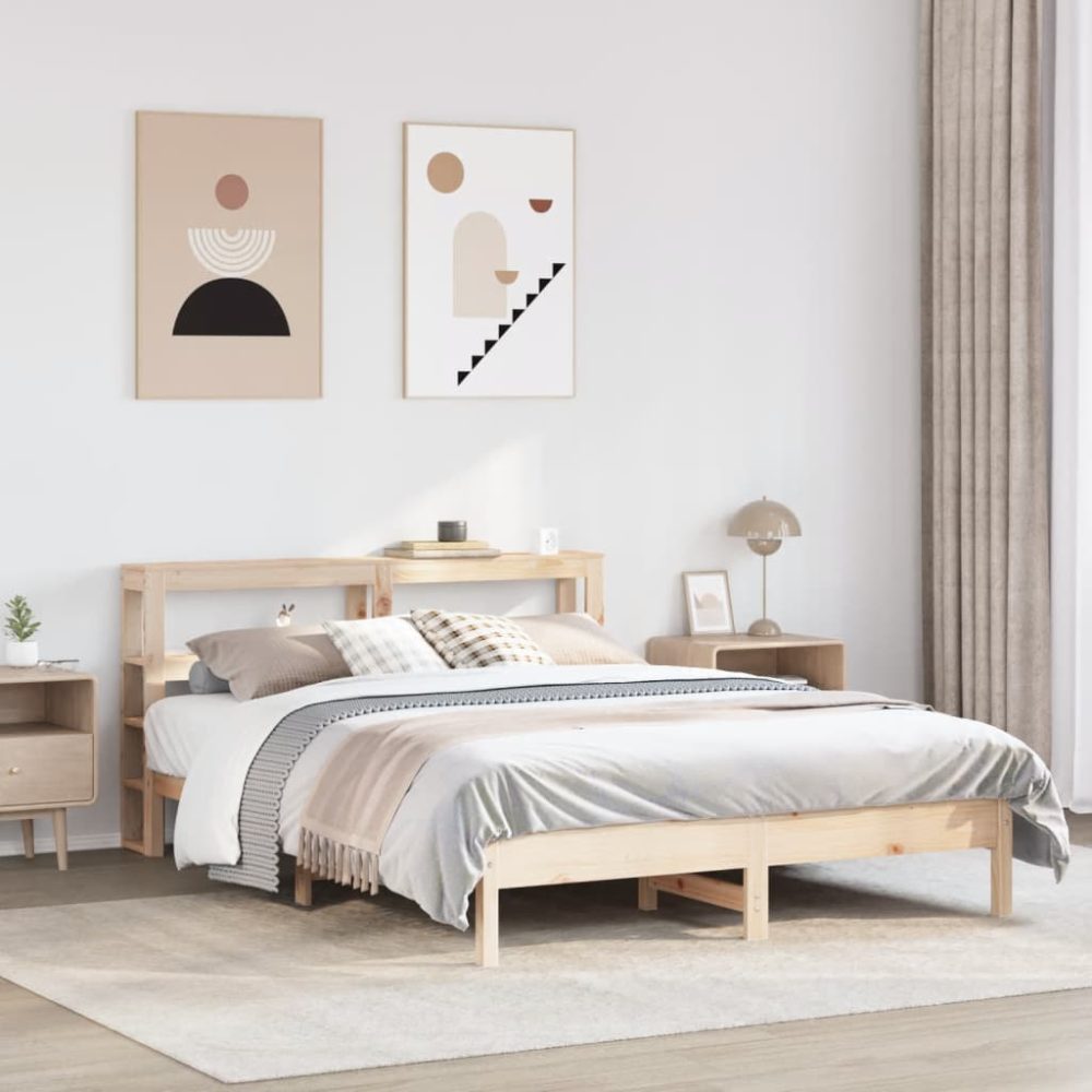 vidaXL Massivholzbett ohne Matratze 140x190 cm Kiefernholz