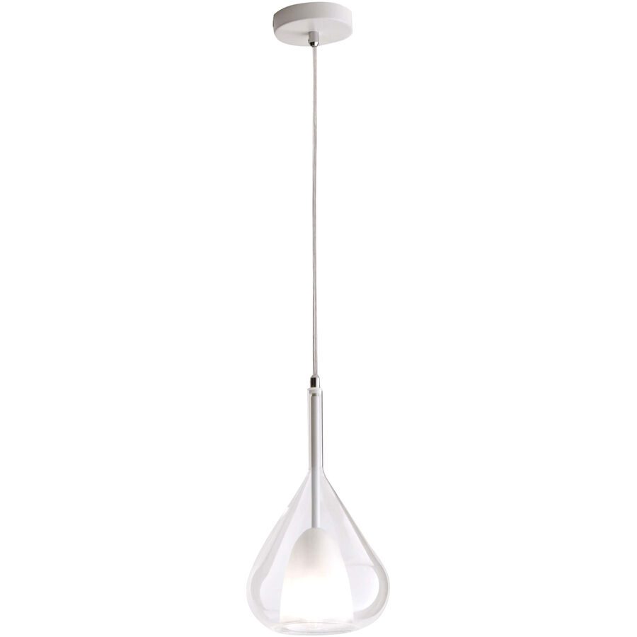 Pendellampe Lila, Glasschirm in Tropfenform, klar
