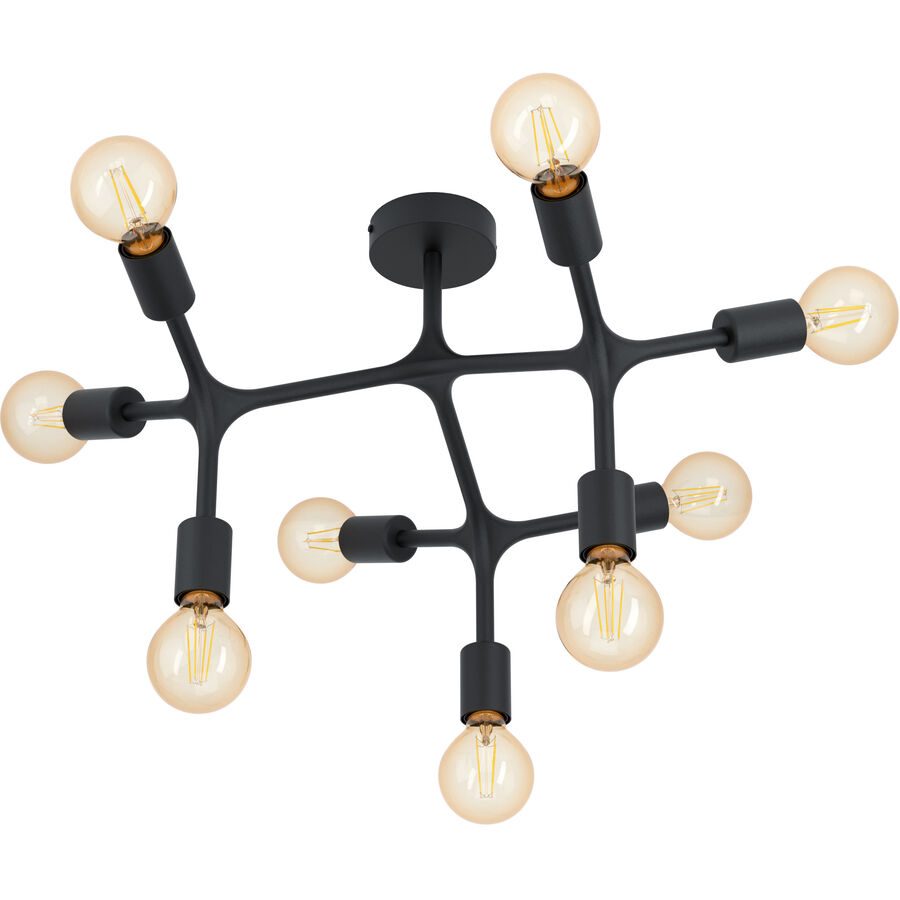 Deckenlampe Bocadella 1 in Schwarz, neunflammig