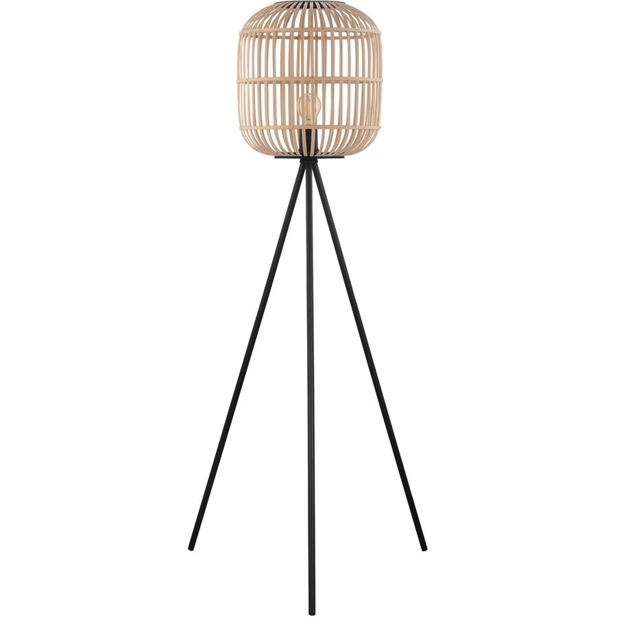 Stehlampe Bordesley Dreibein mit Holzschirm