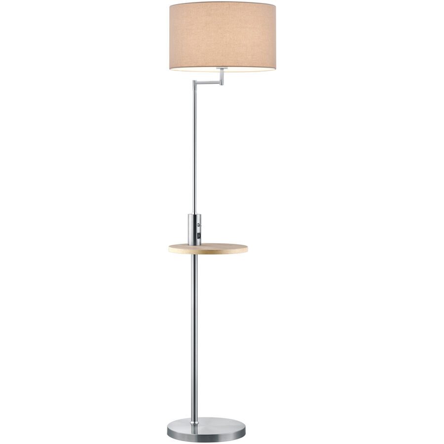 Stehleuchte Claas, Ablagefläche, USB-Port, nickel