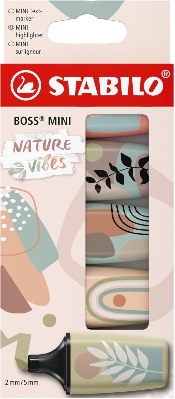 STABILO Boss mini Leuchtmarker 2-5mm 07/05-31-10 Naturevibes, Etui 5 St&uuml;ck