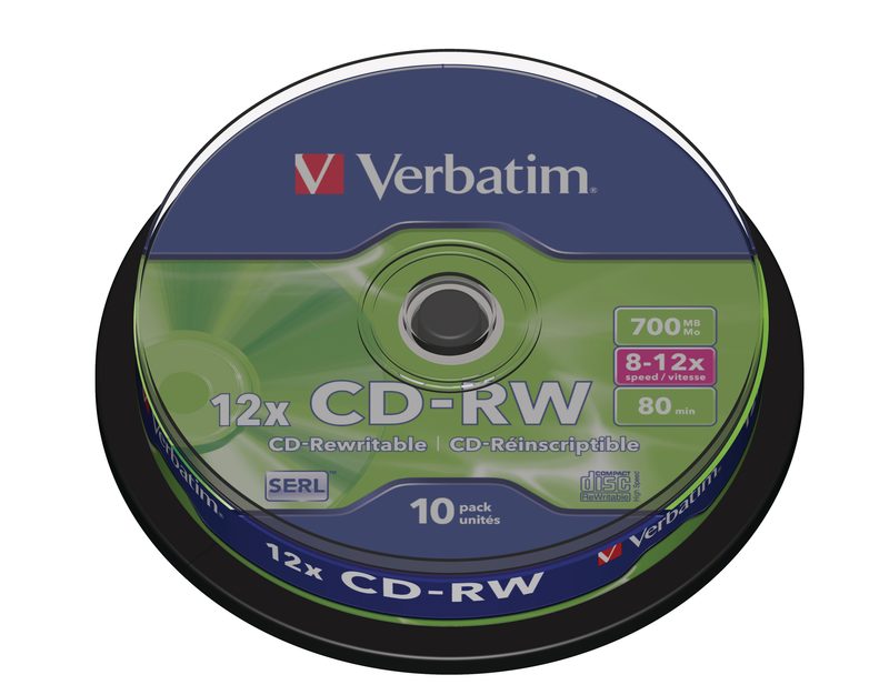 Verbatim 43480 CD-RW Rohling 700 MB 10 St. Spindel Wiederbeschreibbar