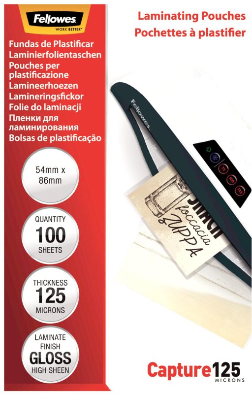 Fellowes 5306302 Laminating Pouches 54X86Mm -