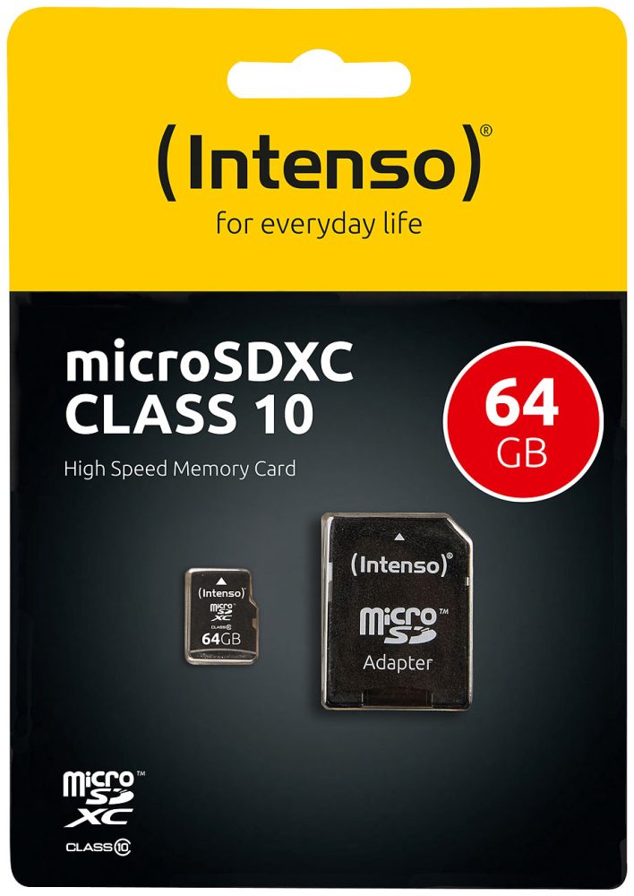 Intenso microSDXC-Karte, Class 10, mit SD-Adapter, 40 MB/s, 64 GB