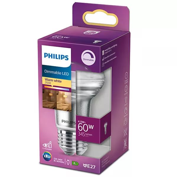 Philips Lighting LED EEK A+ (A++ - E) E27 Reflektor 4.5 W = 60 W Warmweiß (Ø x L) 6.3 cm x 10.2 cm dimmbar 1 St.