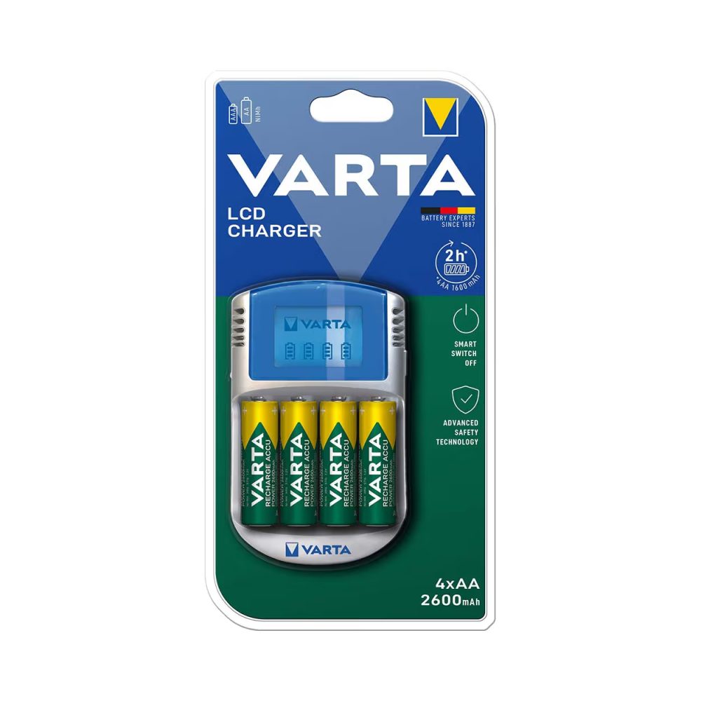 Varta LCD-Lader Rundzellen-Ladegerät NiMH inkl. Akkus Micro (AAA), Mignon (AA)