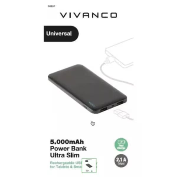 Vivanco Wiederaufladbarer USB Akku für Tablet und Smartphones