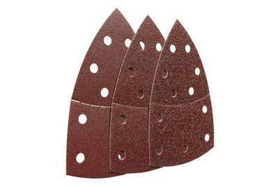 Wolfcraft 3118000 Multischleifpapier-Set mit Klett, gelocht Körnung 40, 80, 120 Eckmaß 95 mm 15 St.