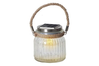 Solarbetriebene LED-Tischleuchte Jar aus Glas