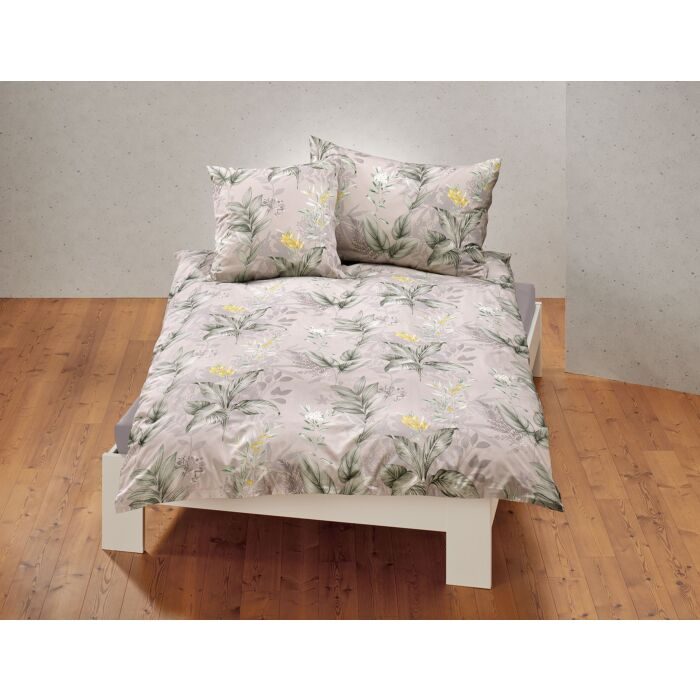 Bettwäsche mit elegantem Blumenmuster, hellgrau
