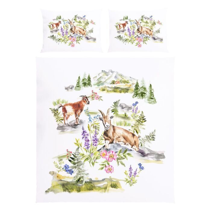 Bettwäsche mit Alpenziegen und Blumenmotiv ? 65x65 cm