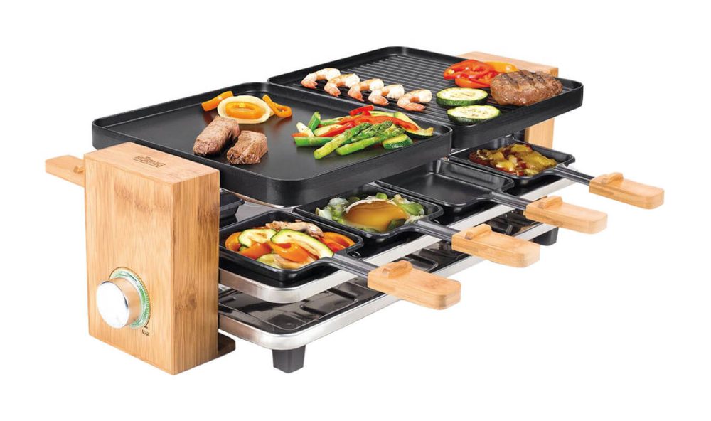 Koenig B02169 - Raclettegrill (Bambus/Schwarz)