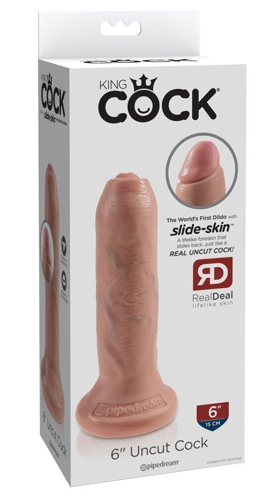 Dildo „King Cock Uncut - Flesh“ im Penislook mit beweglicher Vorhaut
