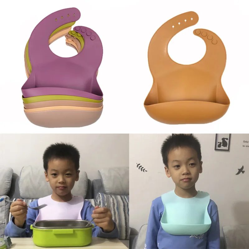Silicone baby bib to eat children waterproof solid food pocket baby feeding bavoir bavaglini neonato bavette souple slabbertje