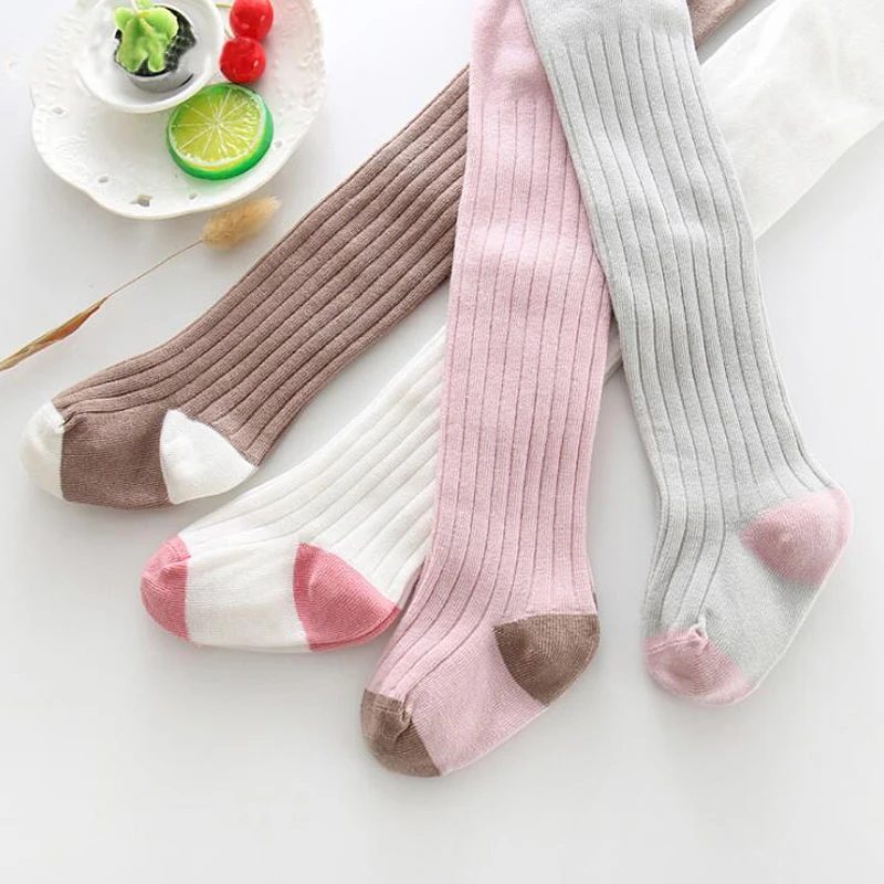 Newborn Warm Stripe Soft Cotton Baby Girl Tights Infant Solid Leg Warmers Pantyhose Baby Breathable Comfortable Stockings