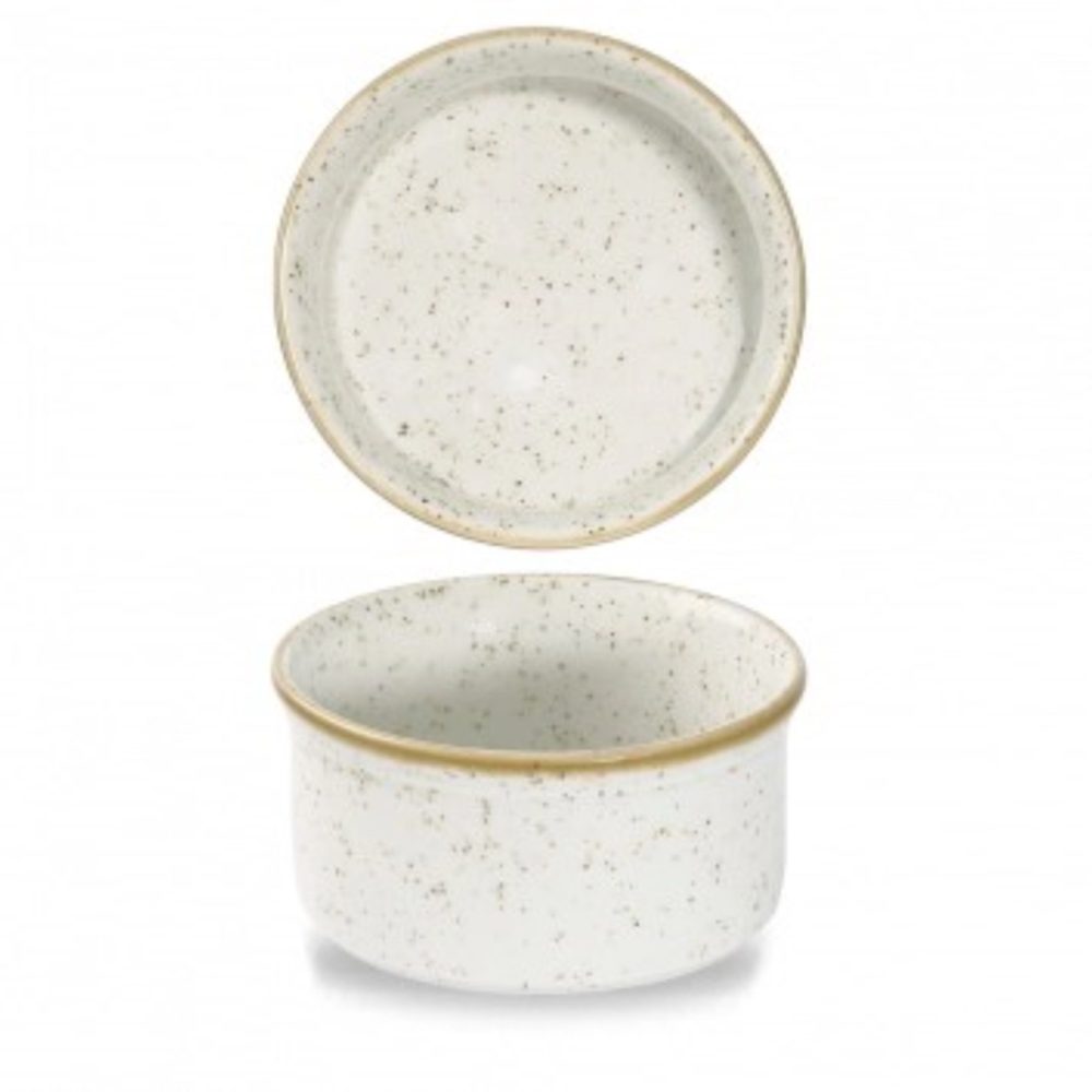 24x Stonecast Weiss gesprenkelt Ramequin 9cm