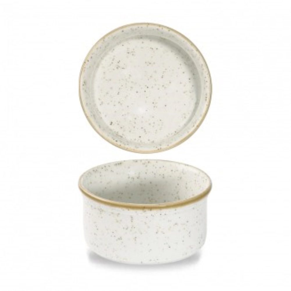 24x Stonecast Weiss gesprenkelt Ramequin 7cm