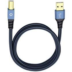 USB 2.0 Anschlusskabel [1x USB 2.0 Stecker A - 1x USB 2.0 Stecker B] 7.5 m Blau vergoldete Steckkontakte Oehlbach USB