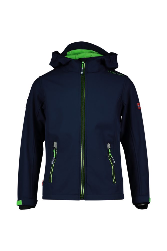 TROLLKIDS Softshell-Jacke KIDS TROLLFJORD in navy/light green in Gr. 98